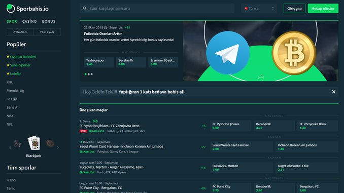 Sporbahis.io’da Telegram Üzerinden Bahis Yapan Herkese 1 mBTC Bedava