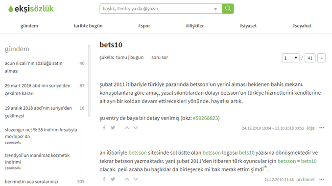 Bets10 Ekşisözlük yorumları