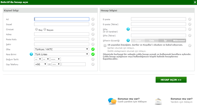 Bets10 hesap açma