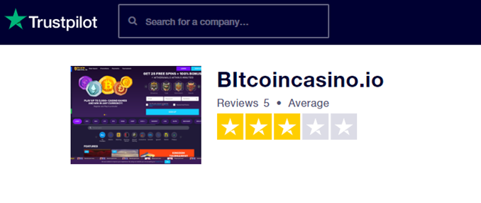 Bitcoincasino.io Trustpilot yorumları